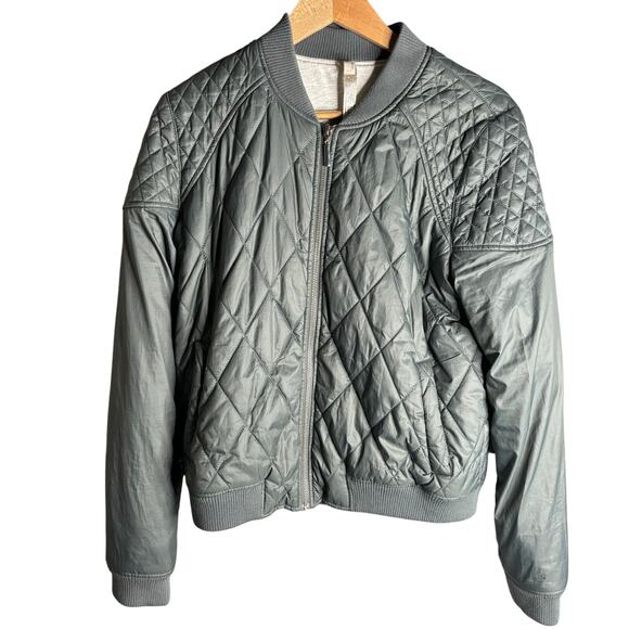 Free People Quilted Bomber Jacket Gray Size M - Picture 1 of 3